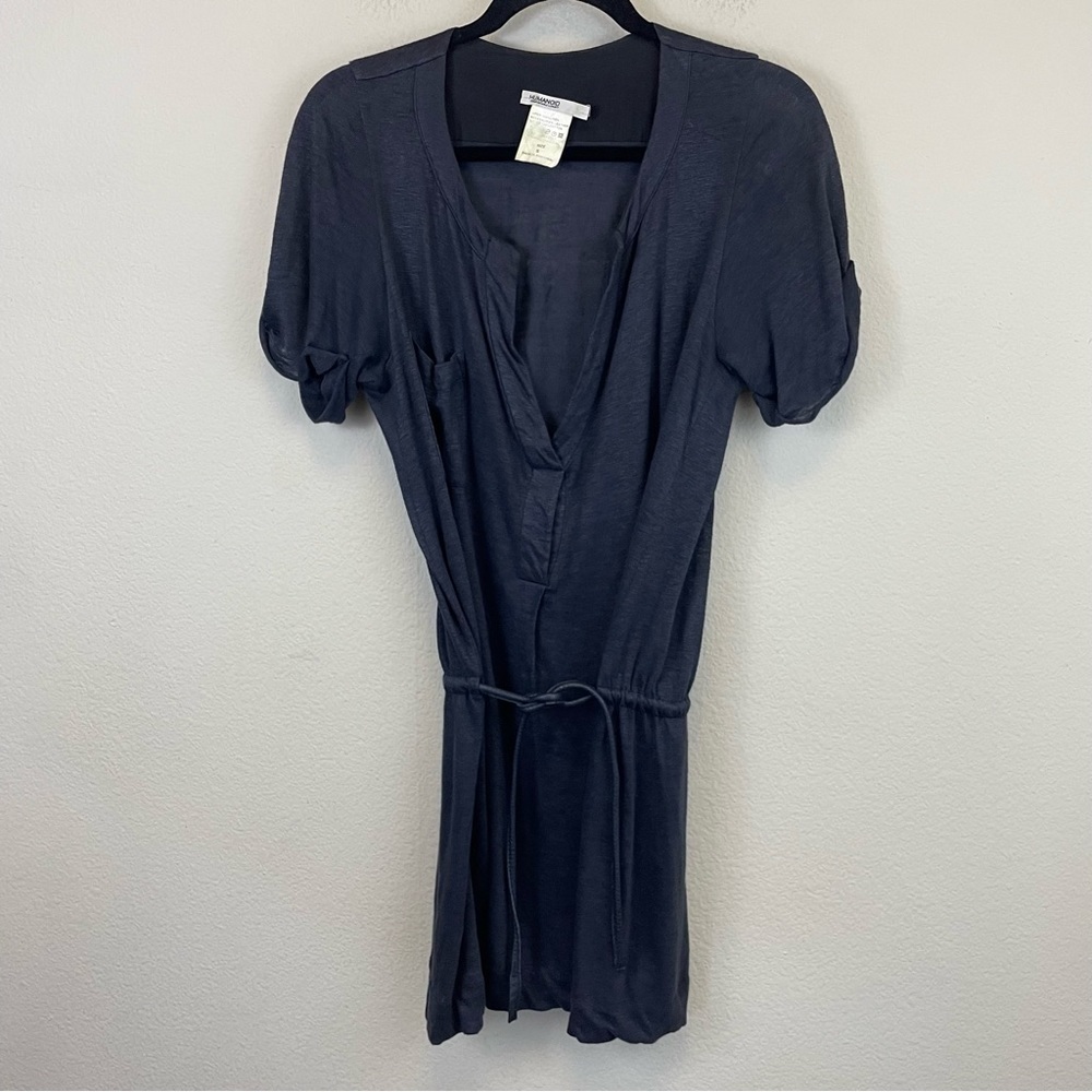 Humanoid Navy Linen Tie‎ Waist Slouchy Minimalist Tunic Top Size Small Lagenlook